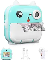 Câmera Instantânea (green), Câmera Instantânea, Pode Imprimir Fotos, Grafite Diy, Vídeo HD, Pixels HD de 2400W
