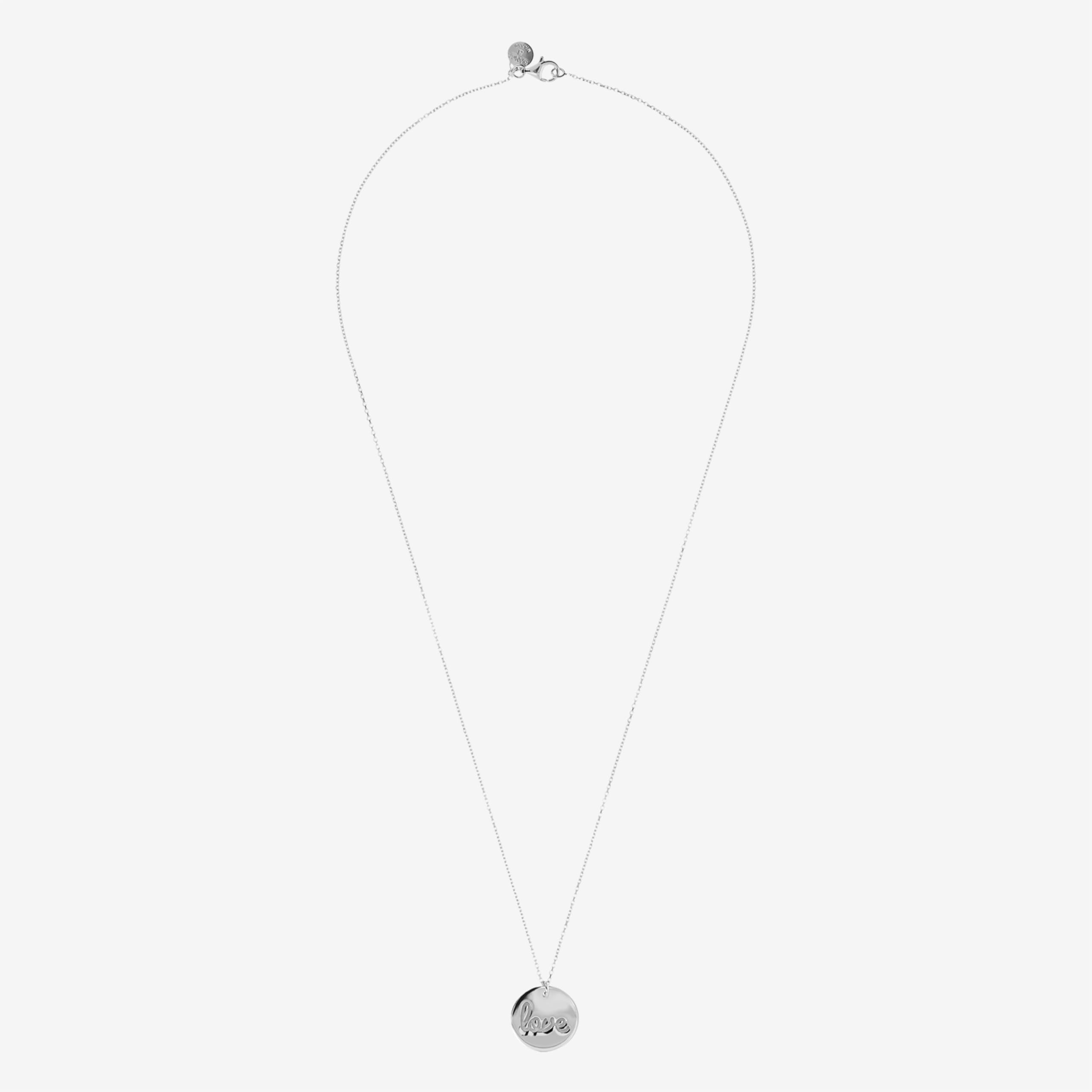 MILOR Collana donna in argento 925 placcato platino con ciondolo tondo LOVE – Elegante e ipoallergenica – Gioielli donna made in Italy – Regalo per Festa della mamma e compleanno