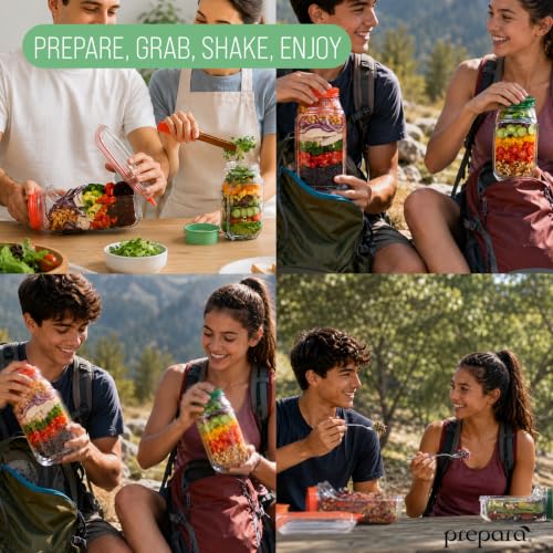 Image of Prepara Salad Pod & Harvest Pod Set | BPA-Free, Ideal for Salads & Grains, Holds 4.5 & 6 Cups, Includes 2.5 oz & 5.3 oz Dressing Capsule, Mess-Free & Leakproof