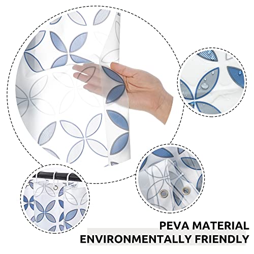 Fifty-Feet 70X72 Inch Peva Weave Shower Curtain Liner Set With 12 Hooks Included, Waterproof & Washable Inner Liner, Cross Flower #TOP2