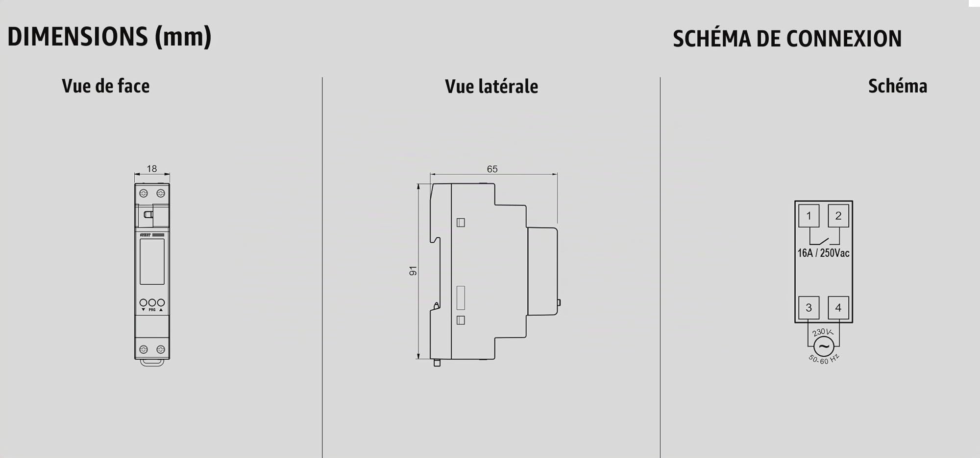 VEMER VE758100 Micro-D – Interrupteur Horaire Numérique, Minuterie Programmable avec Relais 16 A, Programmation Journalière, Montage sur Rail DIN, Blanc