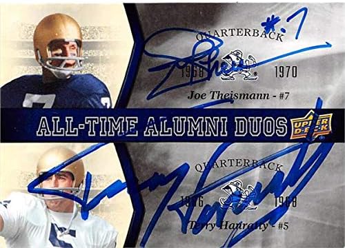 Joe Theismann Terry Hanratty autographed football card (Notre Dame Fighting Irish) 2013 Upper Deck All Time Alumni Duos #ATADTH
