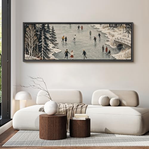 Image of MUDECOR Large Framed Canvas Print Wall Art Ice Skating for Living Room