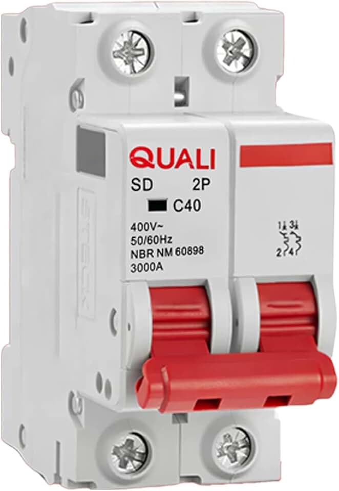 Disjuntor Bipolar Curva C Proteção 20A 32A 40A 50A para Quadros Elétricos Residenciais Ideal para Reformas e Projetos (40A)