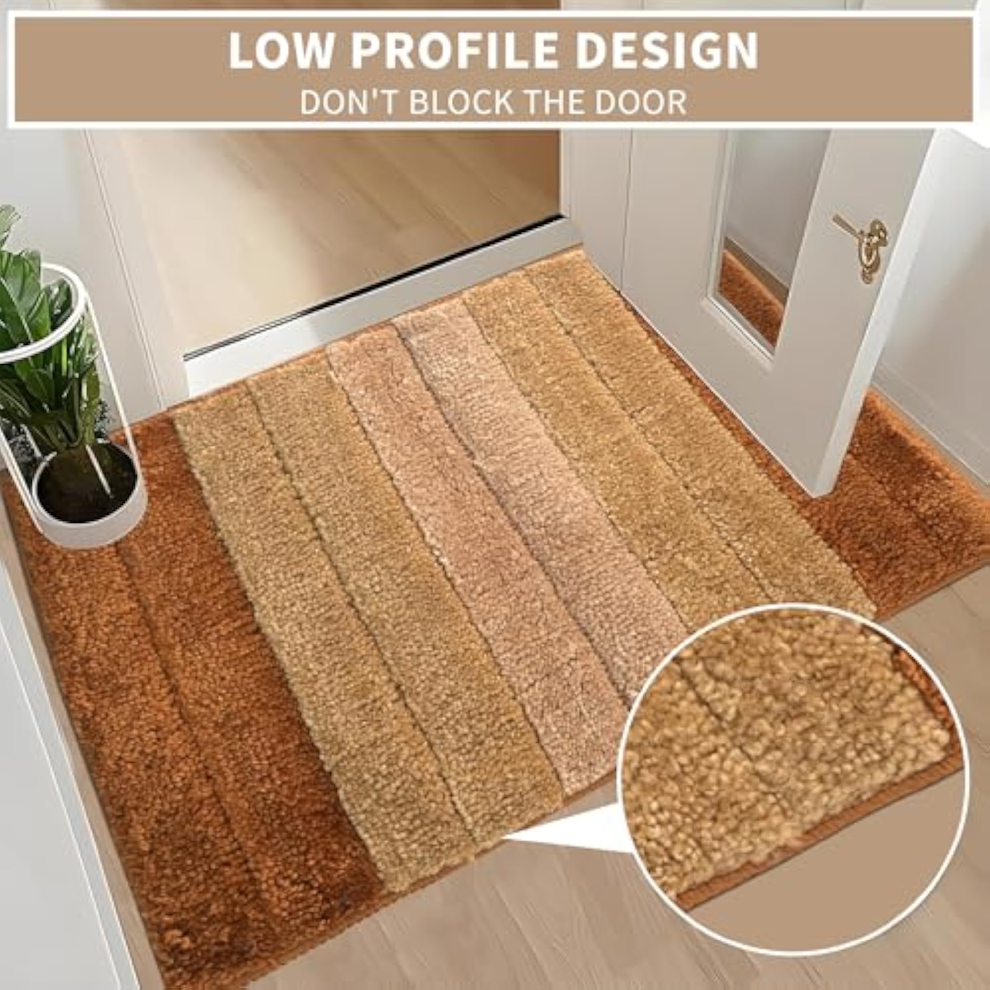 Microfiber Water Absorbent Bathroom Mats, Anti Slip Pack of 2