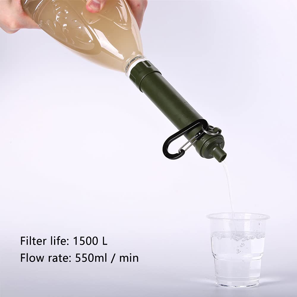 Filtre à Eau Portable Compact 1500L,Purificateur D'eau Randonnée Filtre Eau Personnel,Paille Filtrante Survie,Filtre à Eau D'urgence Ultra-Léger de 0,01 Micron pour Le Camping en Plein Air Randonnée