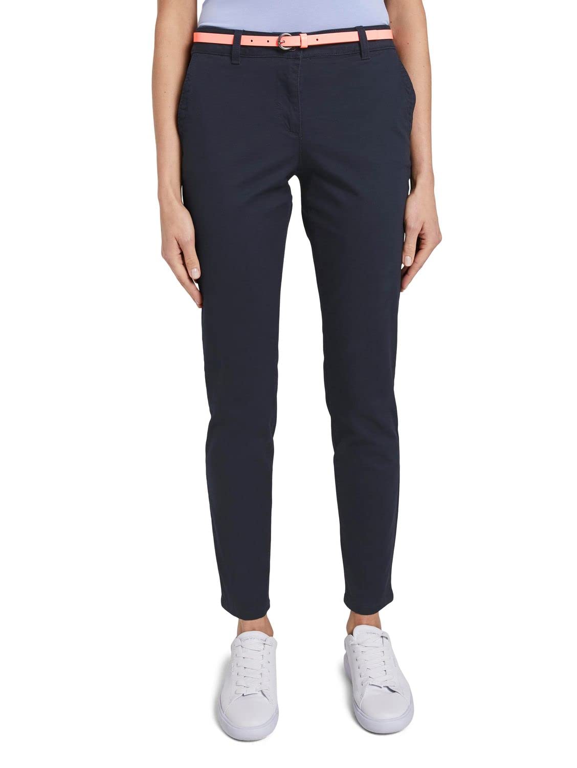 TOM TAILOR Damski Spodnie chino slim z paskiem