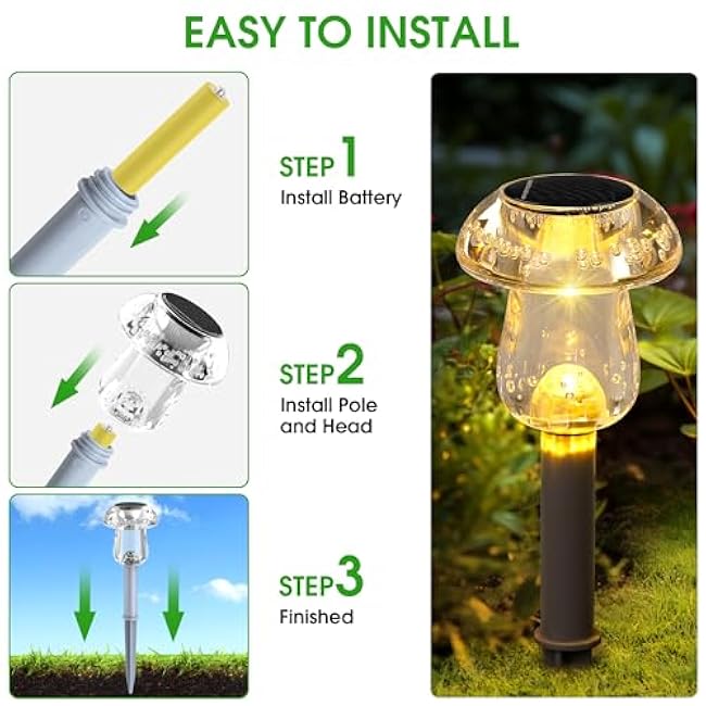 Solar Outdoor Lights, 8 Pack Waterproof Solar Mushroom Lights for Garden Yard Pathway Path Walkway Driveway Lawn Landscape Outside Decor£¨Warm White£©