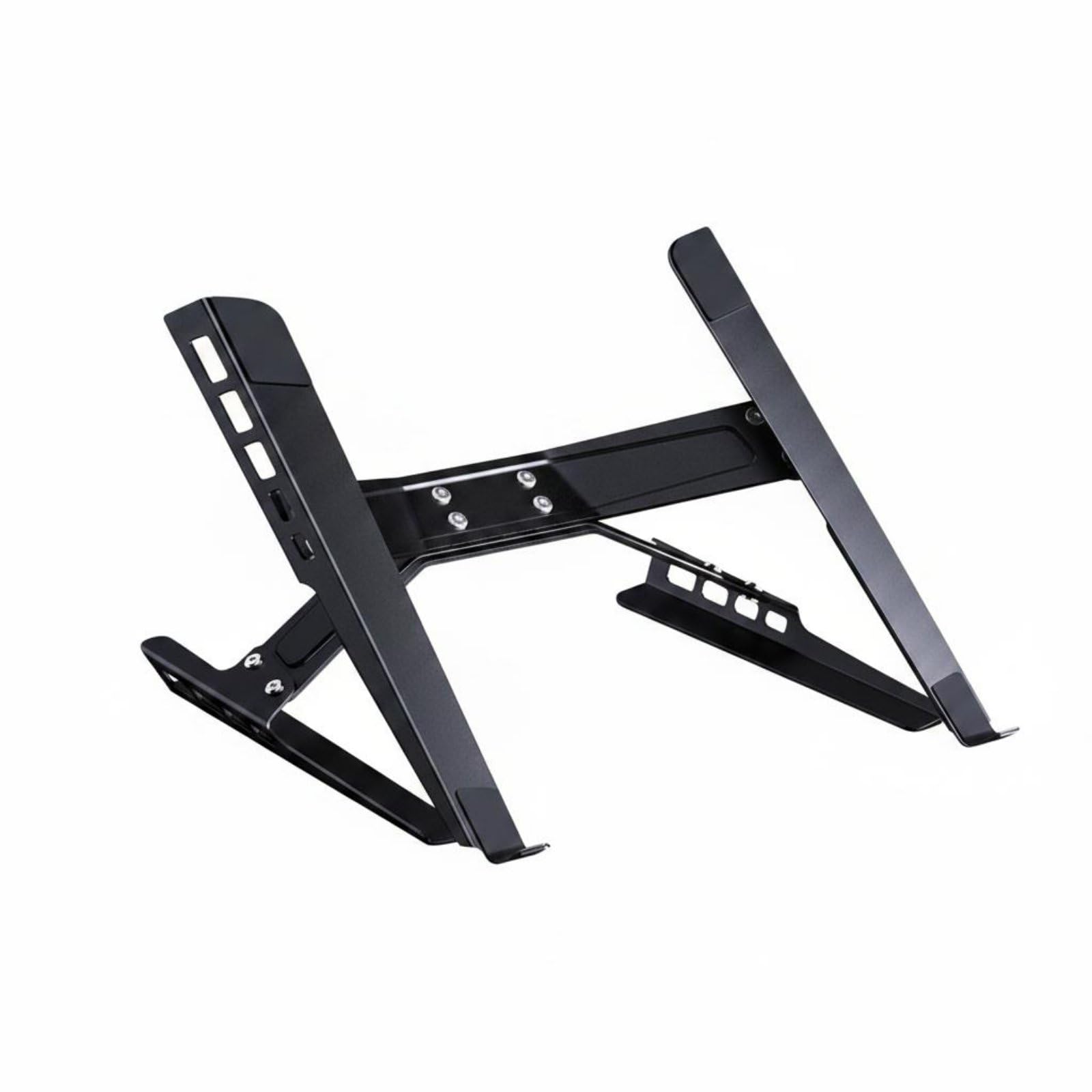 Qianly Supporto Laptop Regolabile Supporto Computer Portatile Rialzo Notebook Base Ventilata Riser Ergonomico con Passaggio in Acciaio al Carbonio Adatto a Postazione Editing, Nero