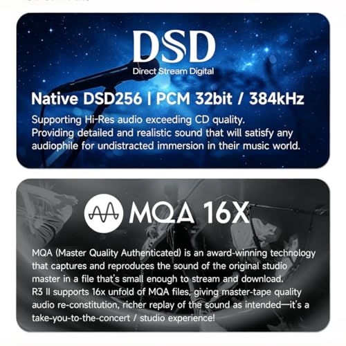 Image of HiBy Music R3 II 2025 Portable HiFi MP3 Player, Native DSD256 MQA 16X, Hi-Res Certified, Bluetooth 5.1 WiFi, Tidal Qobuz, 3.5mm & 4.4mm 340mW, USB-C, 3.2 inch Touchscreen, 2TB TF Card Support