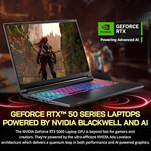 Image of acer Nitro V 16S 16 inch WUXGA 180Hz Gaming Laptop, Intel Core 7 240H, NVIDIA GeForce RTX 5060 8GB GDDR7, 64GB DDR5, 5TB Storage (4TB SSD+1TB Docking Station), Backlit Keyboard, Wi-Fi 6, Win 11, Black
