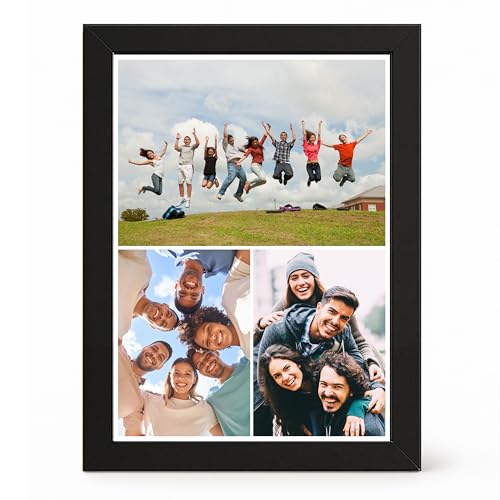 Image of Framekaari Customised Photo Frame | Personalised Gift | Custom 3-Photo Collage | Tabletop & Wall Mount | Room & Home Decor | 16x21 cm (Design-10)
