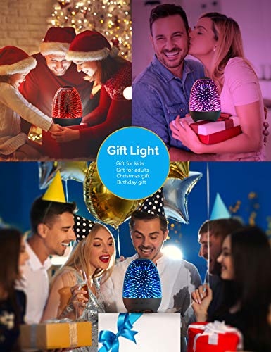 Aiscool Night Light Bluetooth Speaker 3D Glass Bedside Table Lamp Color Led Night Lamp Touch Control Rechargeable Portable (Galaxy-Black) #TOP6