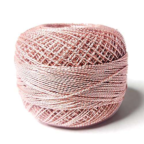 Image of Adikala Metallic Cotton Tatting Shuttle, Crochet Dori Balls for Knitting, Weaving, Embroidery and Craft Making (Set of 4)- 100GMS (Peach)