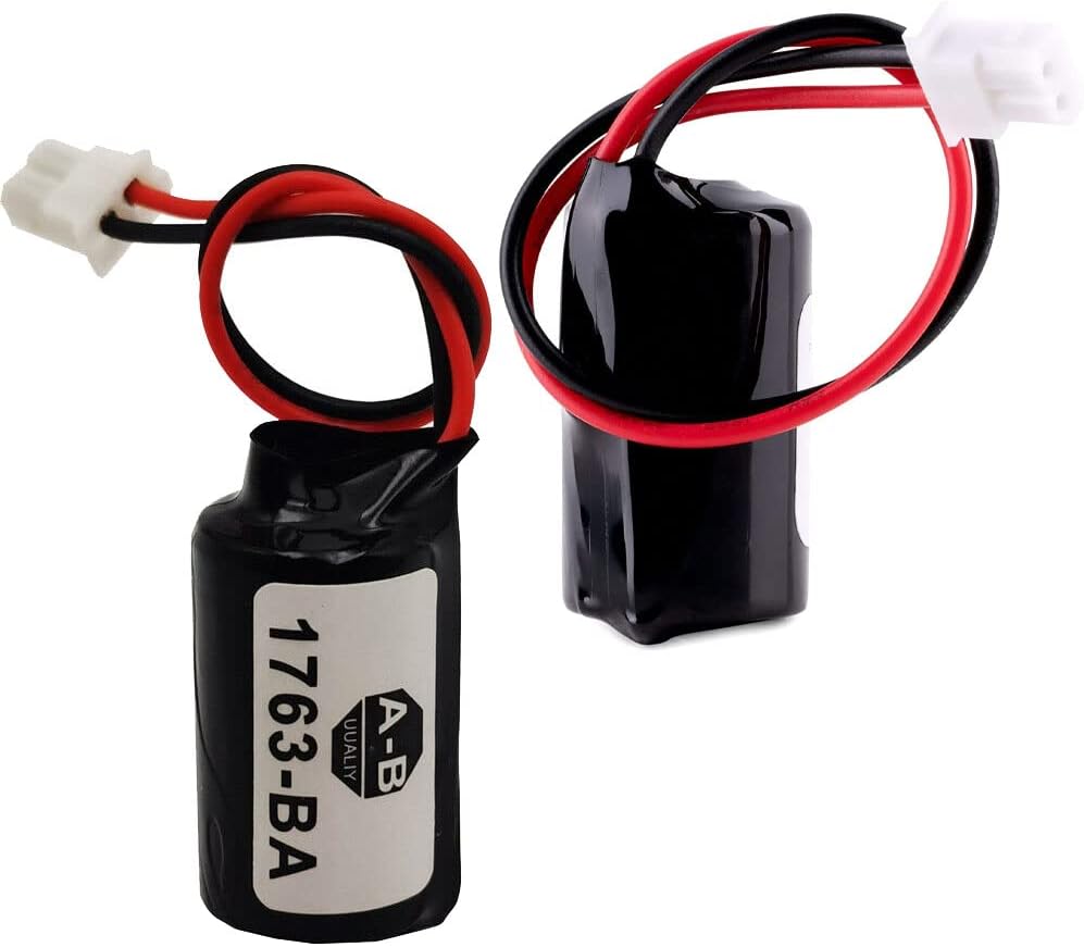 2 Pack 1763-BA PLC 3V Lithium Batteries 1100mAh Replacement COMP-295 for Allen Bradley 1763-BA Battery with Plug (2 Pcs)