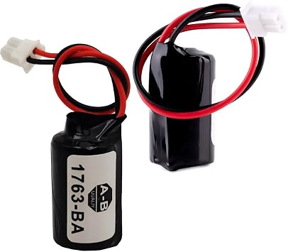 2 Pack 1763-BA PLC 3V Lithium Batteries 1100mAh Replacement COMP-295 for Allen Bradley 1763-BA Battery with Plug 2 Pcs