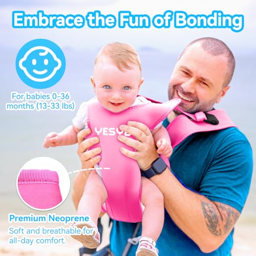 Image of Baby Carrier, Dual-Use Adjustable Baby Sling Support Infant Chest Holder with Drawstring Backpack for Newborn to Toddler 13-33 lbs Swimming Pool Beach Land (Pink)