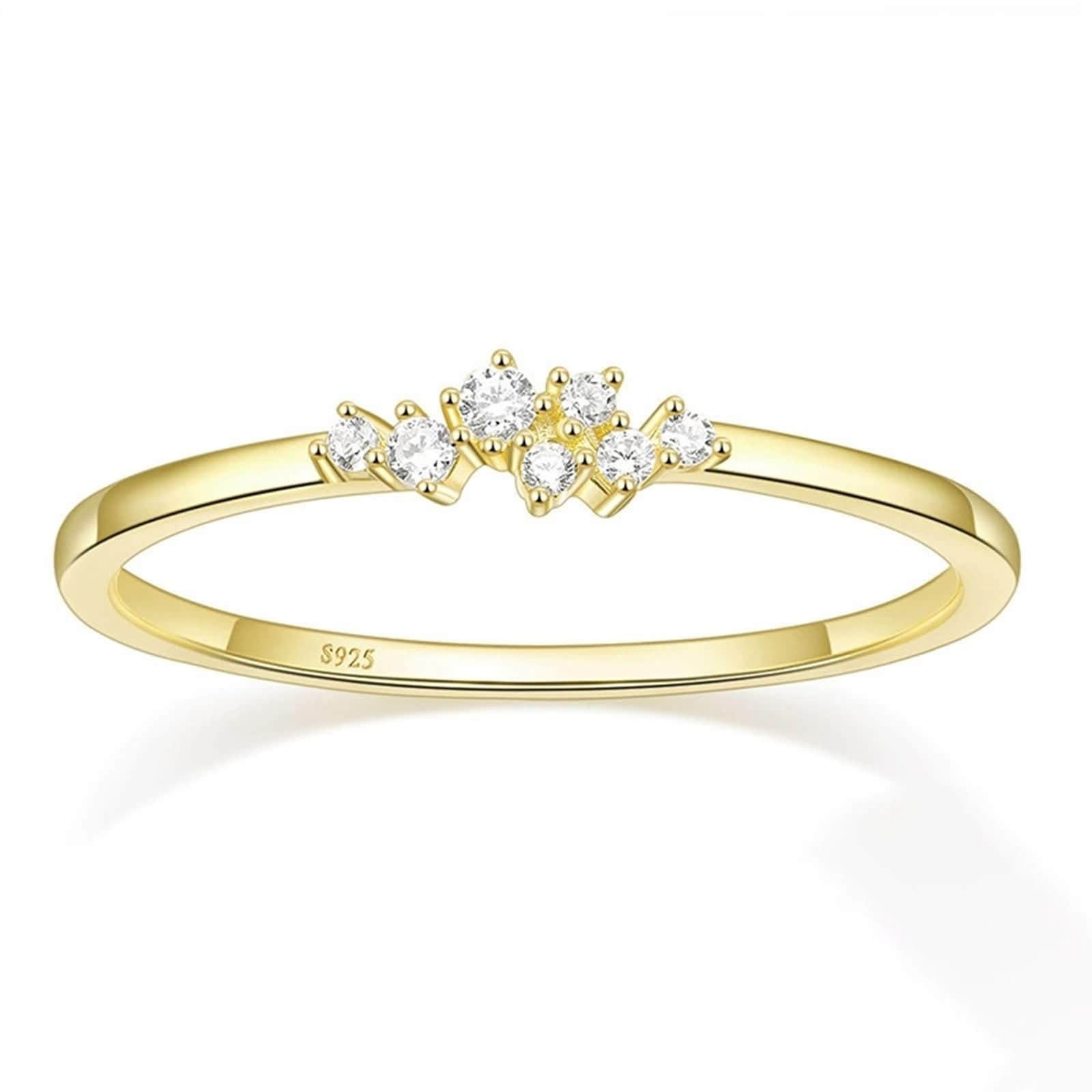 Anello in Argento 925 Inciso Donna, Rotondo Semplice con Zirconia Cubica, Anelli Donna in Oro