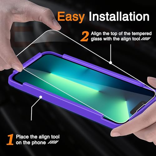 Image of Wiaocit 3 Pack Tempered Glass Screen Protector for iPhone 13 Pro Max with 3 Pack Camera Lens Protector, 9H Hardness, Bubble Free, Case Friendly