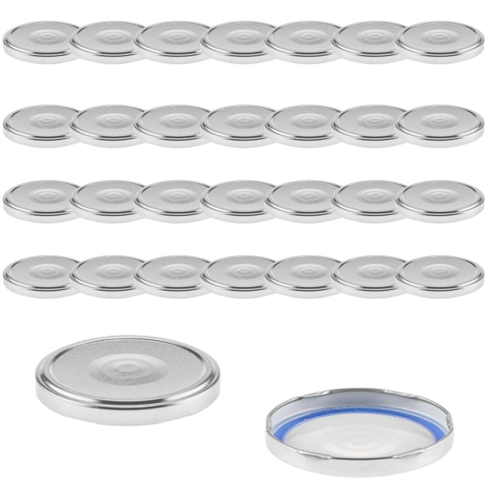 mikken Blueseal TO82 Glass Lids 8.5 cm BPA/PVC Free Twist-Off Replacement Screw Lid for Jars and Preserving Jars Silver Pack of 30