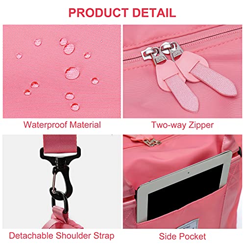 Womens travel bags, weekender carry on for women, sports Gym Bag, workout duffel bag, overnight shoulder Bag fit 15.6 inch Laptop (Large, Red)