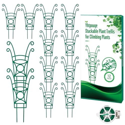 12 Pack Stackable Plant Trellis for Potted Plants, Garden Trellis