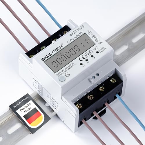 Stromzähler [FLDS100-DR] für Hutschiene mit Tageszählwerk (rückstellbar) und Lastanzeige Drehstromzähler 100A 3 9TE S0 digital LCD beleuchtet (Weiß - M26)