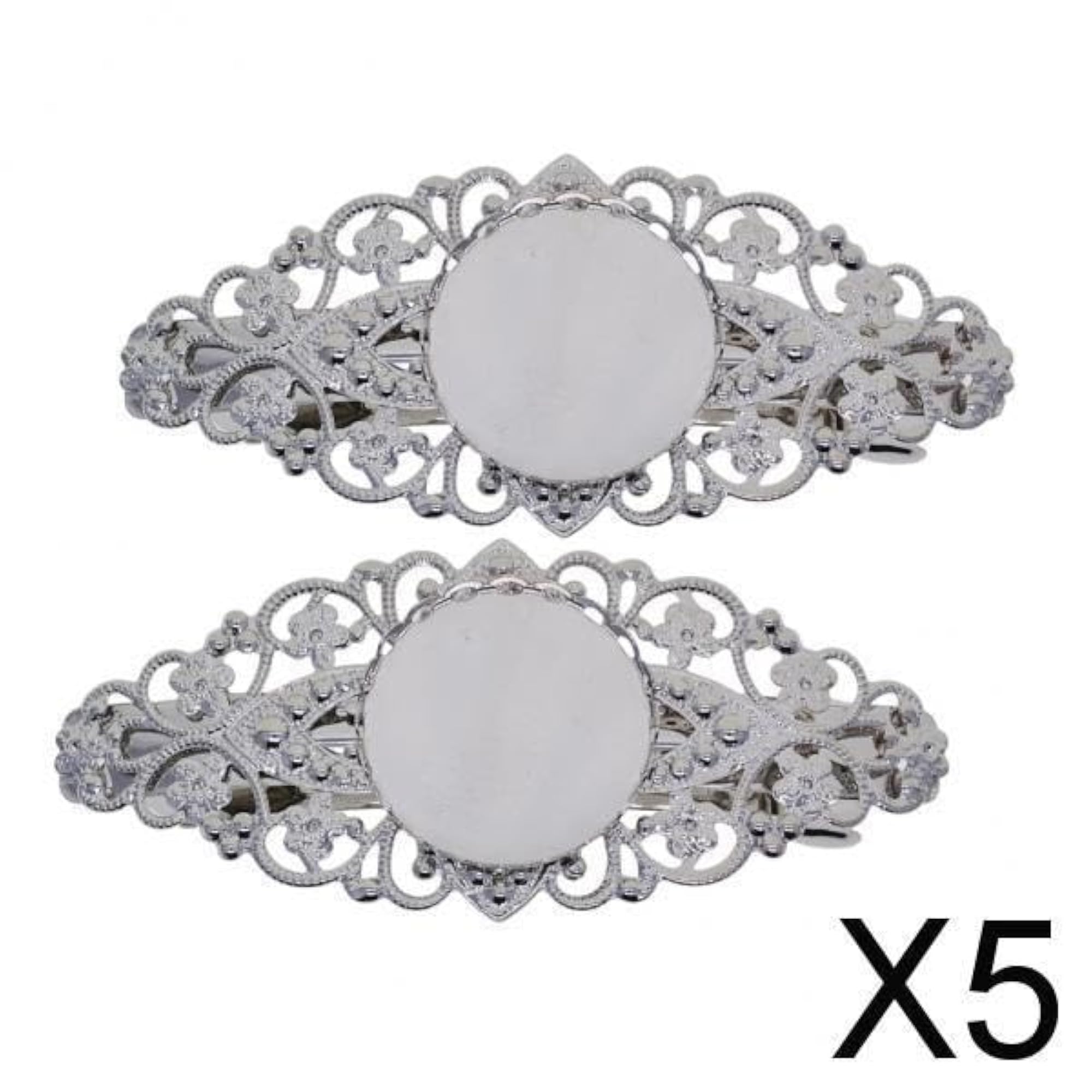 5x2 Pieces Hair Clip Filigree Flower Blank Setting Base