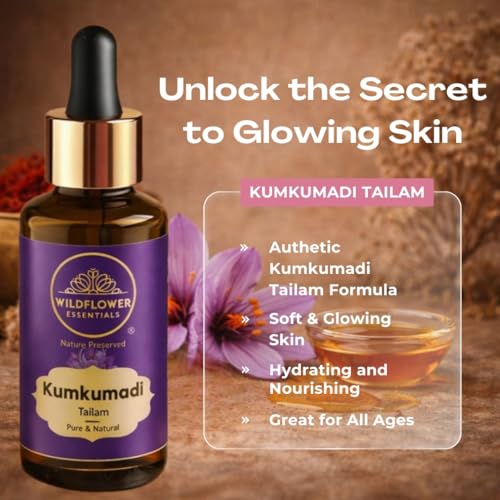 Image of Kumkumadi Tailam 100% Pure Face Oil With Saffron & Lotus Extracts For Pigmentation, Dull Skin, Dark Spots /Skin Radiance Oil /30 ml