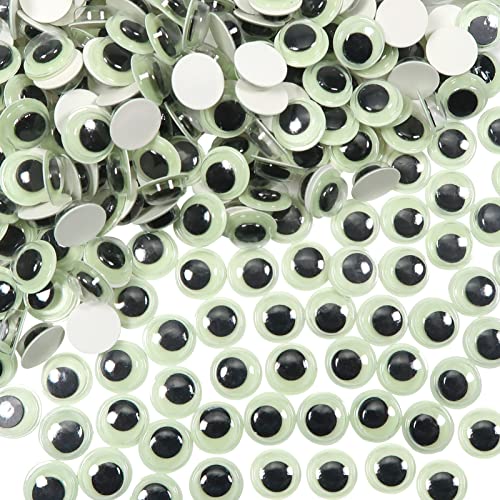 TOAOB 300pcs Glow in The Dark Wiggle Googly Eyes Self Adhesive Luminous Googly Eyes 10mm Plastic Sticker Eyes for DIY Crafts Scrapbooking Decoration