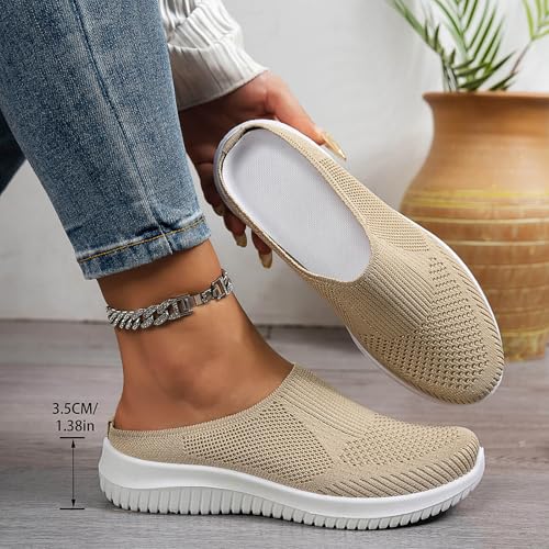 Orthopedic Shoes for Women 2025,Womens Mules Shoe Slip on Sneakers Knit Flats Lightweight Breathable Comfortable Walking Sandals3