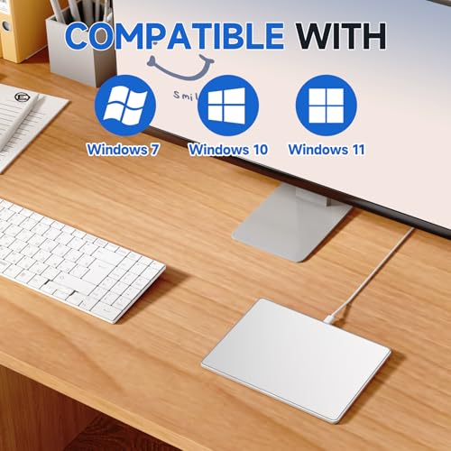 Image of Wired Trackpad for Windows 10 /11，High-Precision Multi-Touch Portable Trackpad Mouse with Multi-Gesture，Ultra Slim Aluminum USB Wired Touchpad Mouse, Compatible with PC Laptop Computer (White)