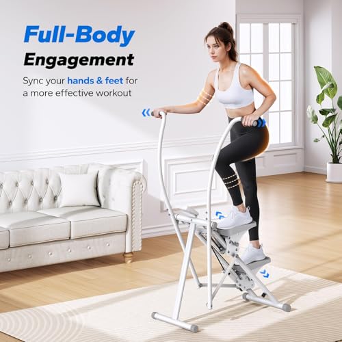 Image of MERACH Stair Stepper for Home Gym Exercise, New Version Stairmaster for Full-Body Workout, Compact Folding Stair Climber with Extended Step Range, Adjustable Handlebar /Pedal