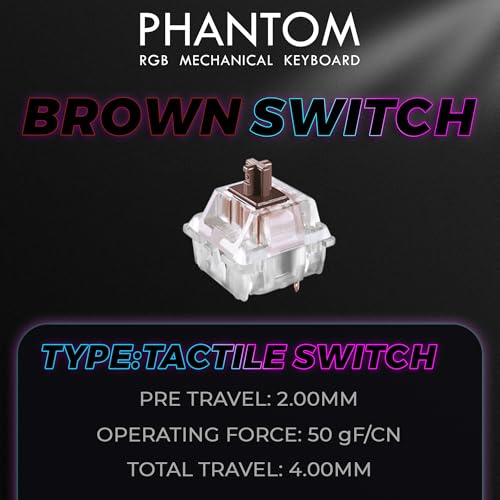 Image of TECWARE Phantom 87 Key RGB Mechanical Gaming Keyboard | Outemu Brown Switch | 16.8M Color LED Lighting | 18 Pre-Set | Low Latency | N-Key Rollover | Software Customizable Keys | Wired USB Connection