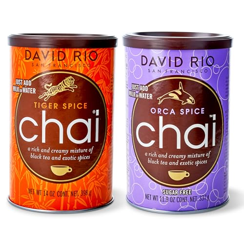David Rio Chai Set I 2 Dosen I Chai Latte Pulver I köstliches Duo (Orca Spice 337 g Tiger Spice Chai Set 398 g Dose)