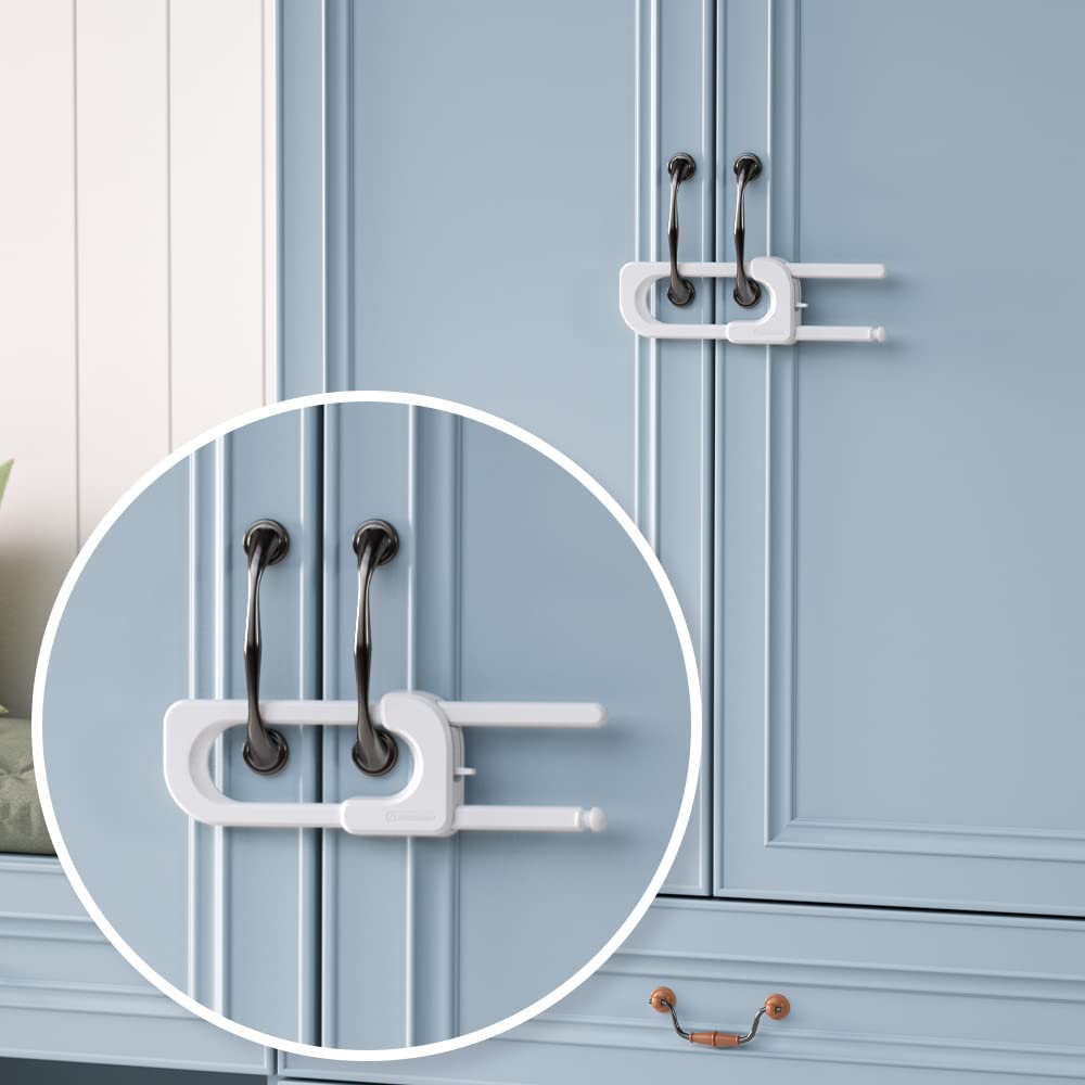 EUDEMON Lot de 3 Verrous de Sécurité pour Armoire en Forme de U, Verrou de Sécurité pour Bébé pour Tiroirs et Poignées de Placard, Commode, Cuisine, Rangement, Facile à Installer