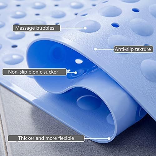 Tapis de Douche PVC Antidérapant, Anti-Moisissure et Antibactérien avec Ventouses et Trous de Drainage, Tapis Salle de Bain Sécurisé pour Personnes Âgées, Enfants et Femmes Enceintes(Blanc, 60*90cm)