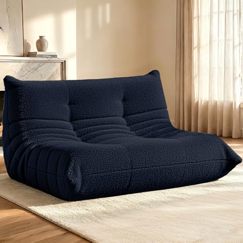 Image of HABUTWAY Bean Bag Chairs Fireside Lazy Floor Sofa,2 Seater,Navy Blue