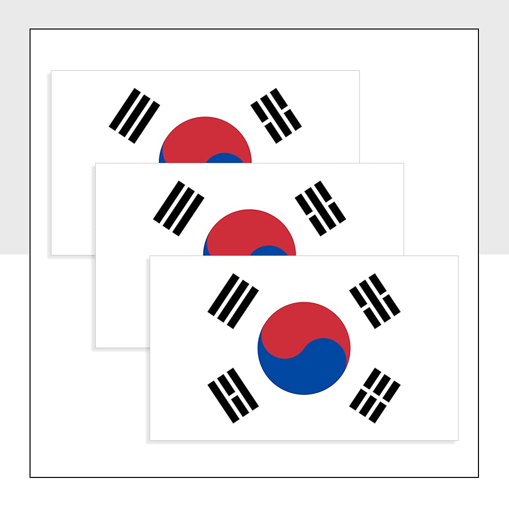 Packwith White, Red, Blue South Korea Flag Car Sticker Pack Of 3 (100 X 60Mm) Waterproof Kor Labels For Bike Van Helmet Packwith® #P1020