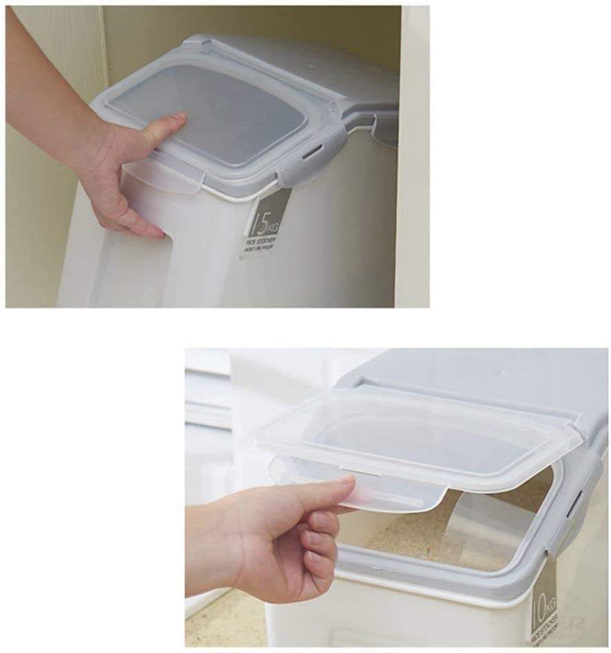 Umigy 4-Pack White Airtight Food Storage Containers With Wheels & Lid | 10 Liter (20 Lbs) For Rice, Flour, Pet Food - View #3