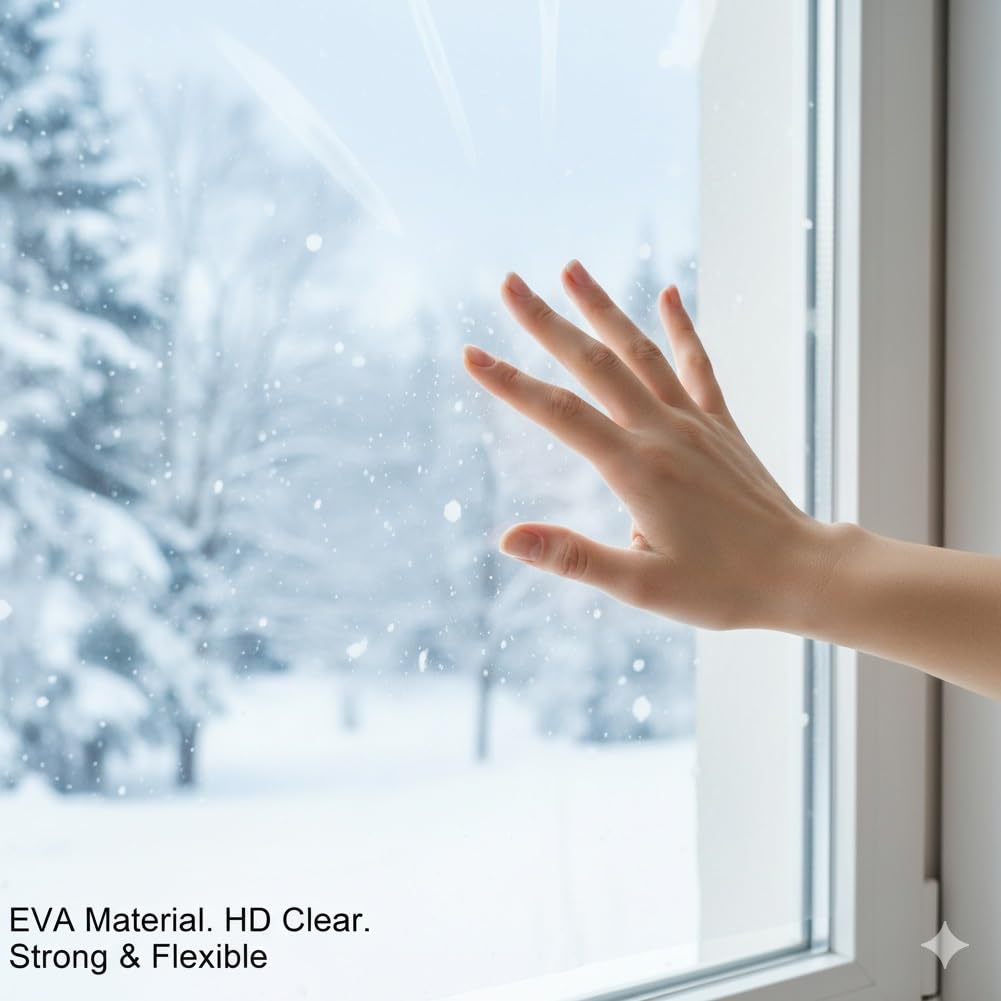 Fenster Isolierfolie Für Winter Wärmedämmung Winddicht Isolierende Fensterfolie Aus Transparente EVA Für Terrasse Dachboden Keller Wohnzimmer Schlafzimmer Thermofolie(W280*H240cm)