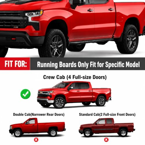 Image of Running Boards Fit for Chevy Silverado GMC Sierra CrewCab 2019-2026