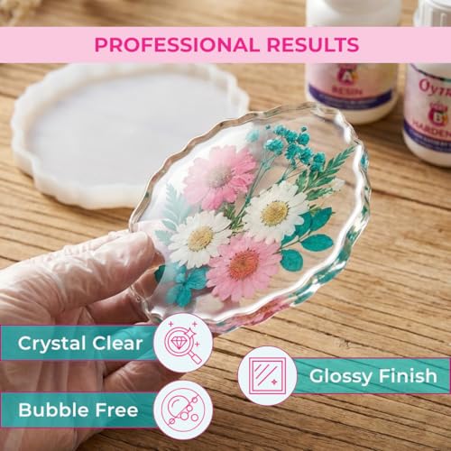 Image of Oytra Resin Art Kit Coaster Set with Silicone Mould Epoxy Resin Liquid DIY Craft Kit with Tools for Beginners Artists Coasters Making Mold Material (4 Inch Coaster Kit)