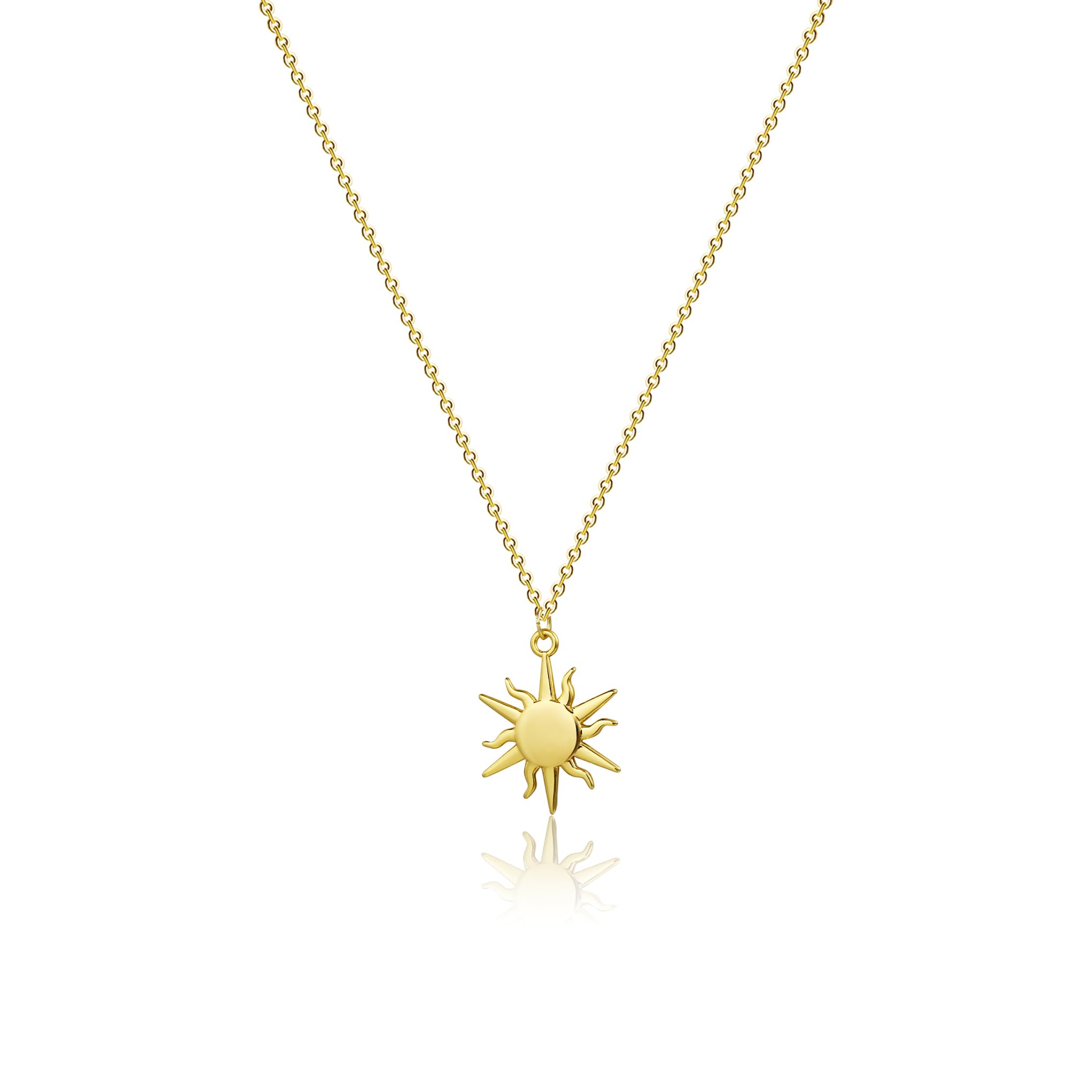 MIDEEO 14K Gold Leaf Pendant Necklaces for Women Dainty Sun Coin Choker Medallion Moon Star Necklace Minimalist Jewelry