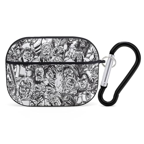 対応 AirPods Pro2 ケース 北斗の拳 カラビナ付き 落下防止 全面保護 耐衝撃 ワイヤレス充電対応 おしゃれ プレゼント Black-style-13