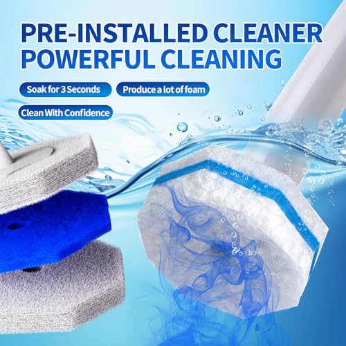 Image of Disposable Toilet Brush Set with 60 Replacement Heads, Toilet Cleaning Replacement Pads, Starter Kit with Storage Case for Deep Cleaning and Hygienic Bathroom Maintenance