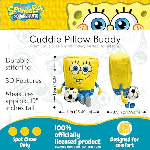Image of Spongebob Squarepants Kids Bedding Super Soft Cozy Cuddle Pillow Buddy with Soccer Ball, 2026 World Tournament, (Officially Licensed Product) By Franco