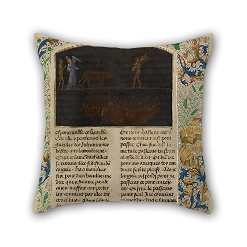 beautifulseason Oil Painting Simon Marmion (Flemish, Active 1450-1489) - The Torment of Thieves- Tondal Leads A Cow Across A Nail-Studded Bridge Cushion Covers 18 X 18 Inches / 45 by 45 Cm Gift O