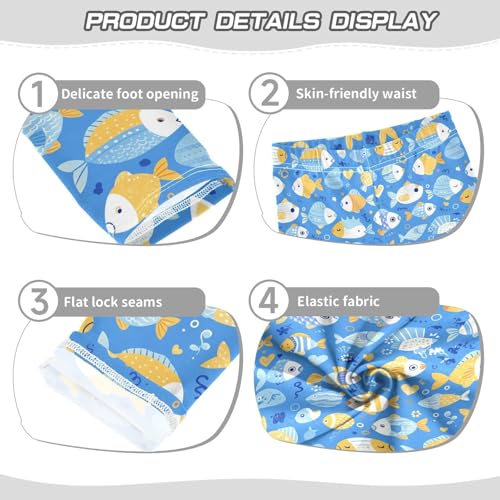 KLL Cartoon Fish Boy Blue Little Girls Legging Soft High Waisted Pants Sports3