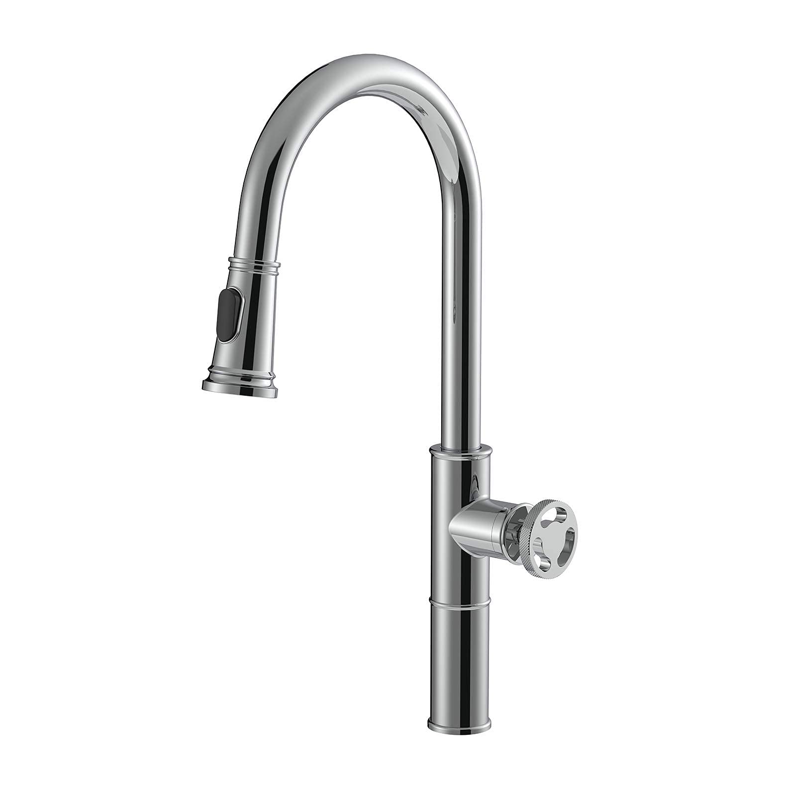 TTDGYYXW Grifos mezcladores para Fregadero de Cocina, Grifo Mezclador para Lavabo de Estilo Industrial con extracción, Grifo Monomando de Agua fría y Caliente, burbujeador de 2 Funciones, Cromado,